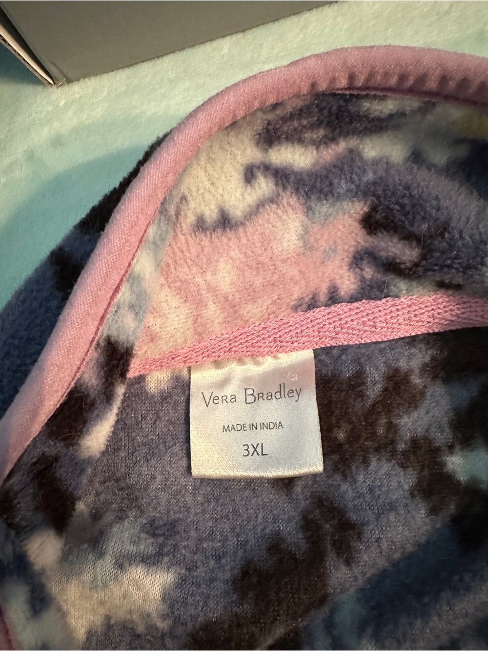 Vera Bradley Navy, Pink & White Floral Fleece Jacket - Picture 4 of 4